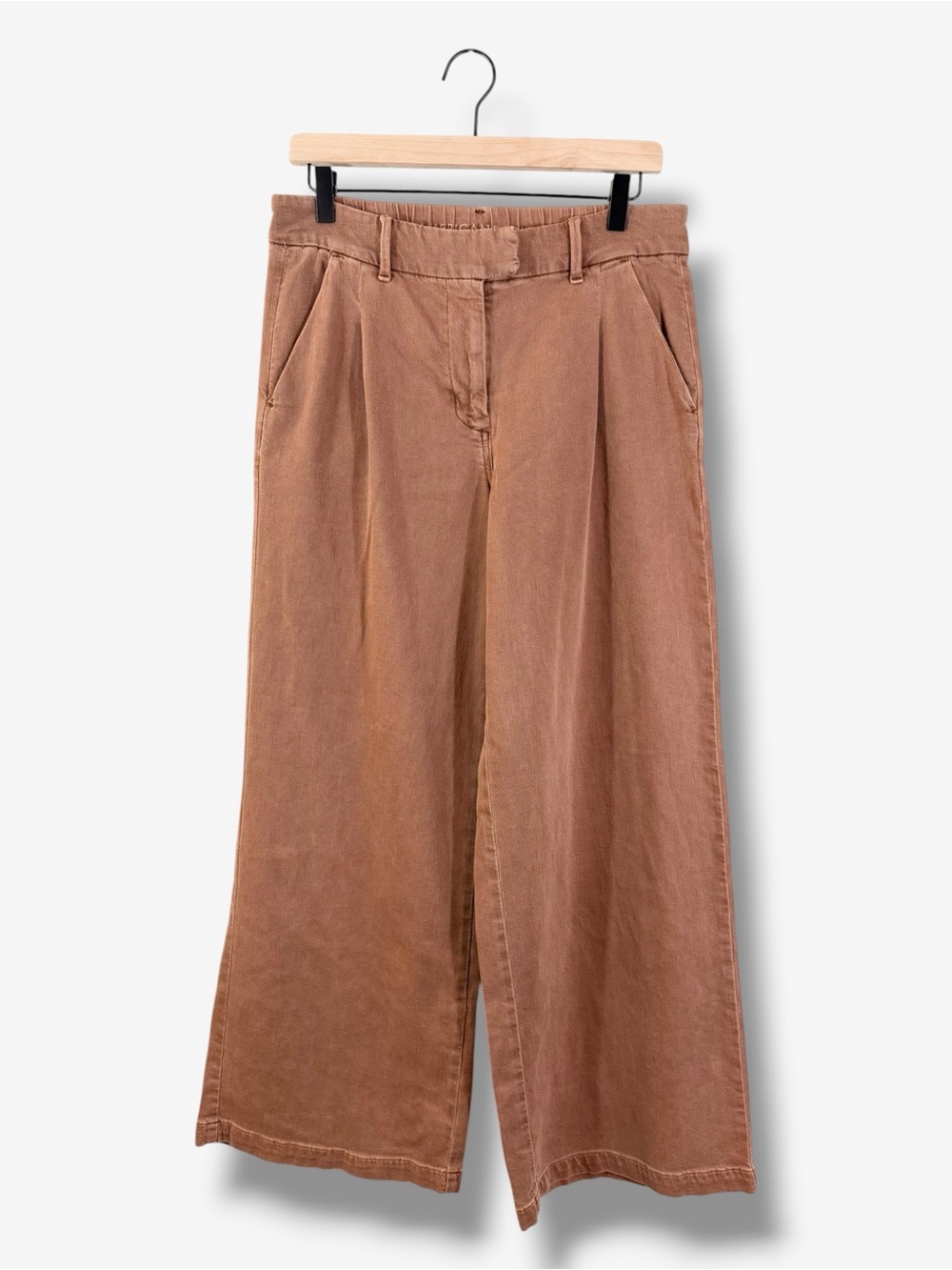 American Eagle Brown Wide Leg Pleated Trouser Pants Size 8 Regular Minimalist